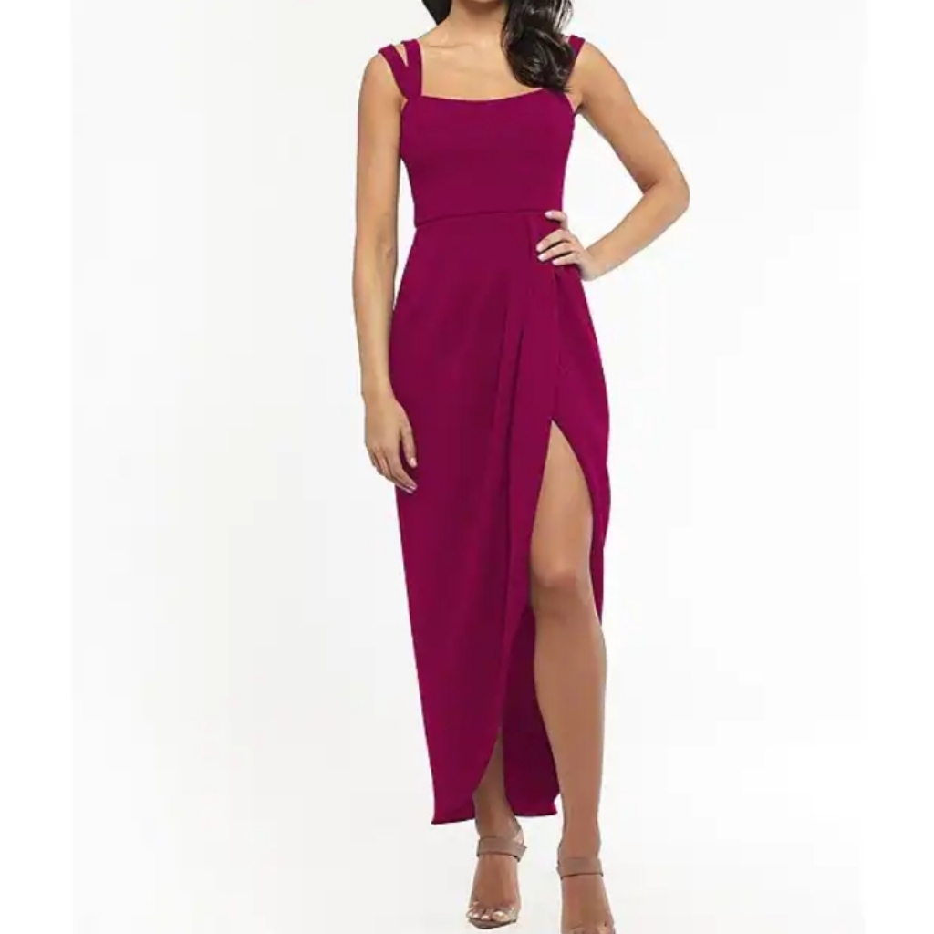 Xscape Crepe Double Strap Wrap Dress Gown 18w